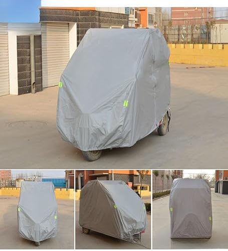 AZIEBAY 完全密閉型 オックスフォード布製電動三輪車用レインカバー、バッテリー4輪スクーター用日よけ、雪よけ、オーニング、フルカバー (グレー, 長さ2.7メートル、幅1.3メートル、高さ1.7メートル)