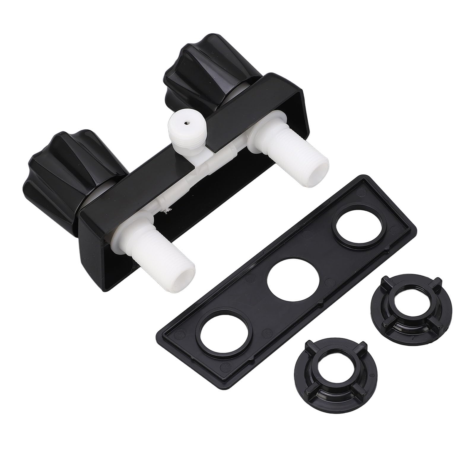 RV Rubinetto Doccia, RV Rubinetto Doccia Valvola Deviatore Doccia Valvola Miscelatrice Controllo con 2 Manopole Ruota Per (Nero)