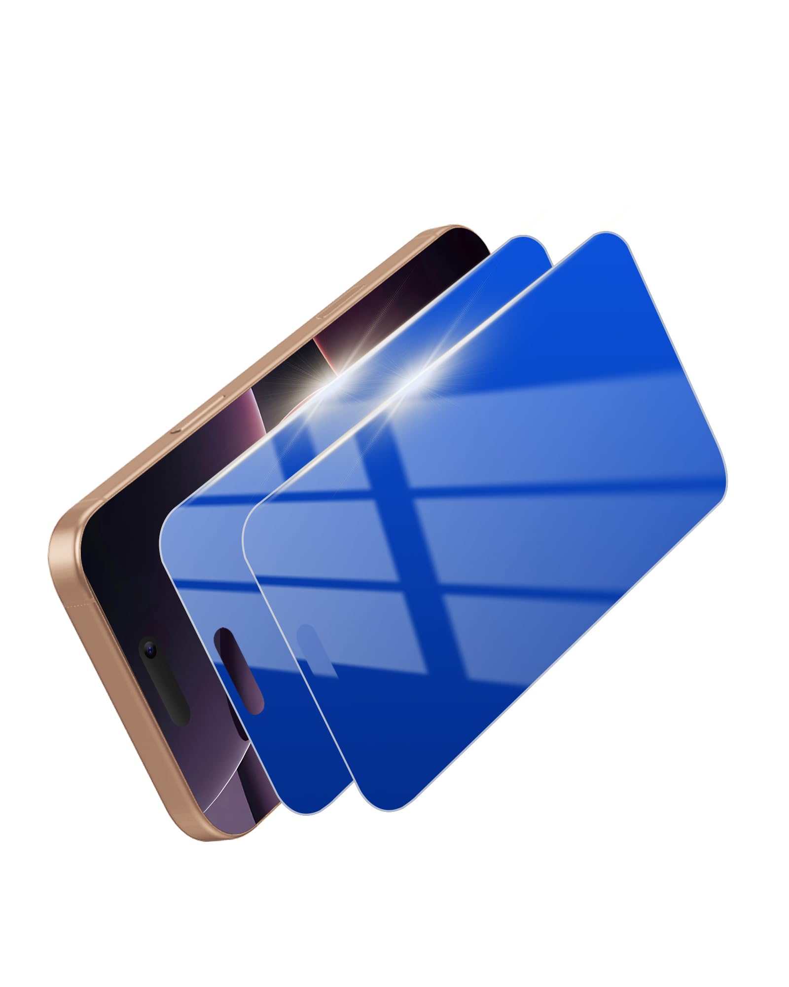 stilluxy2 Pack for iPhone 16 Pro Max Privacy Screen Protector 9H Tempered Glass [Colorful-Blue] [Easy Installation Frame] [Anti-Blue Light] Private 6.9'', Anti-Bubble, Full Coverage