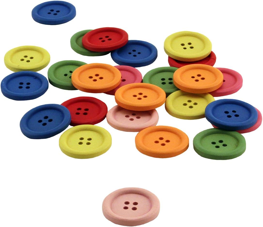 Hygloss Products Wood Buttons - Bright Colored Craft Wooden Buttons With 4 Holes, 40mm, 25 Pack