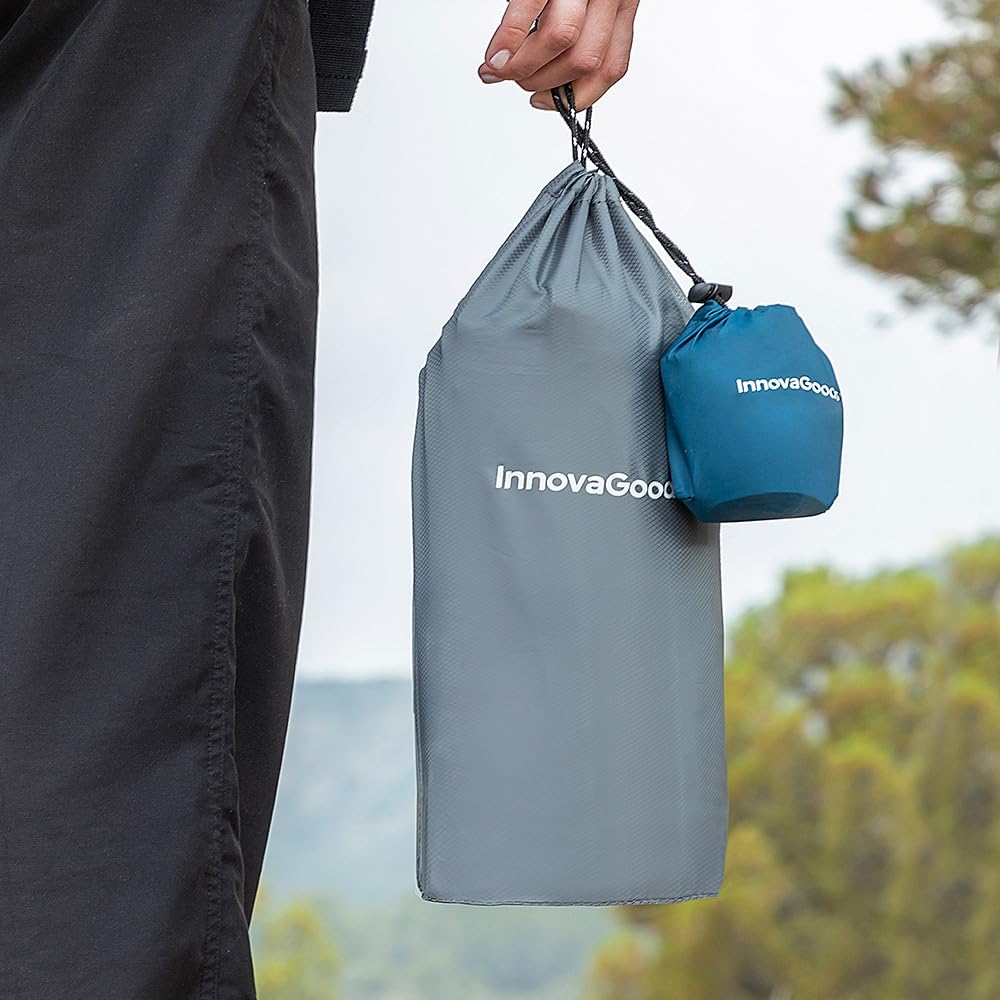 InnovaGoods Ig813123 materac dmuchany i poduszka, ultralekki, unisex, dla dorosłych, szary i niebieski, rozmiar uniwersalny