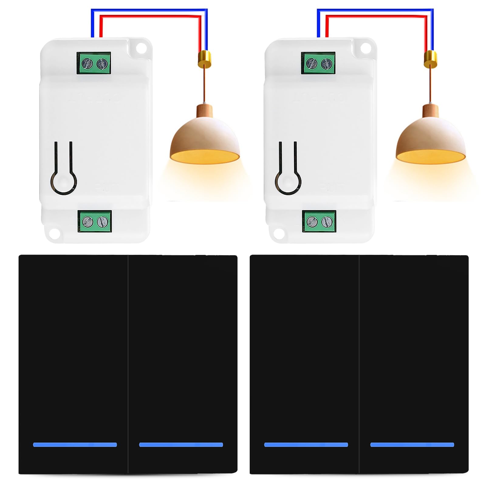 Interruptor De Luz Inalámbrico - Interruptor De Seguridad Con Transmisor Rf Y Controlador Receptor De 10 A Facil Instalacion 92526190
