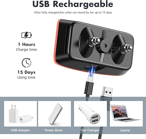 Miniatura 6 de NBJU Collar antiladridos recargable para perros, collar de entrenamiento antiladridos con 7 vibraciones ajustables de sensibilidad e intensidad para