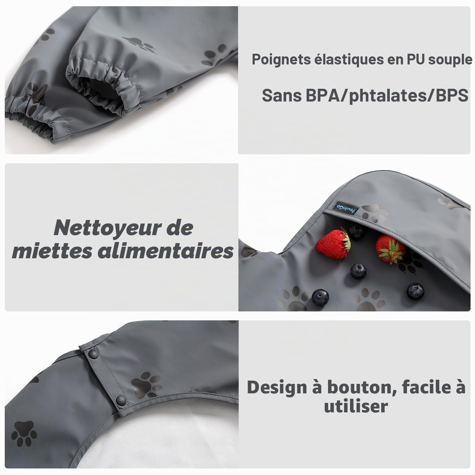 Bavette de Sevrage Avec Manches Longues & BLW-2PCS, Matière Douce et Agréable à la Peau, Imperméable, Facile à Nettoyer et Lavable en Machine, Pour Bébés, Infants en Bas âge et Jeunes
