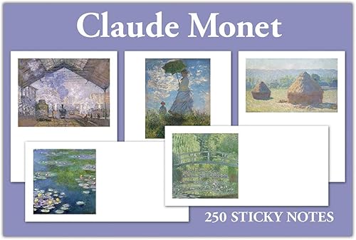 Pigment & Hue Sticky Note Tabs - Juego de 5 piezas, 50 hojas por bloc, 5 almohadillas con diferentes diseños, 250 hojas (Claude Monet)