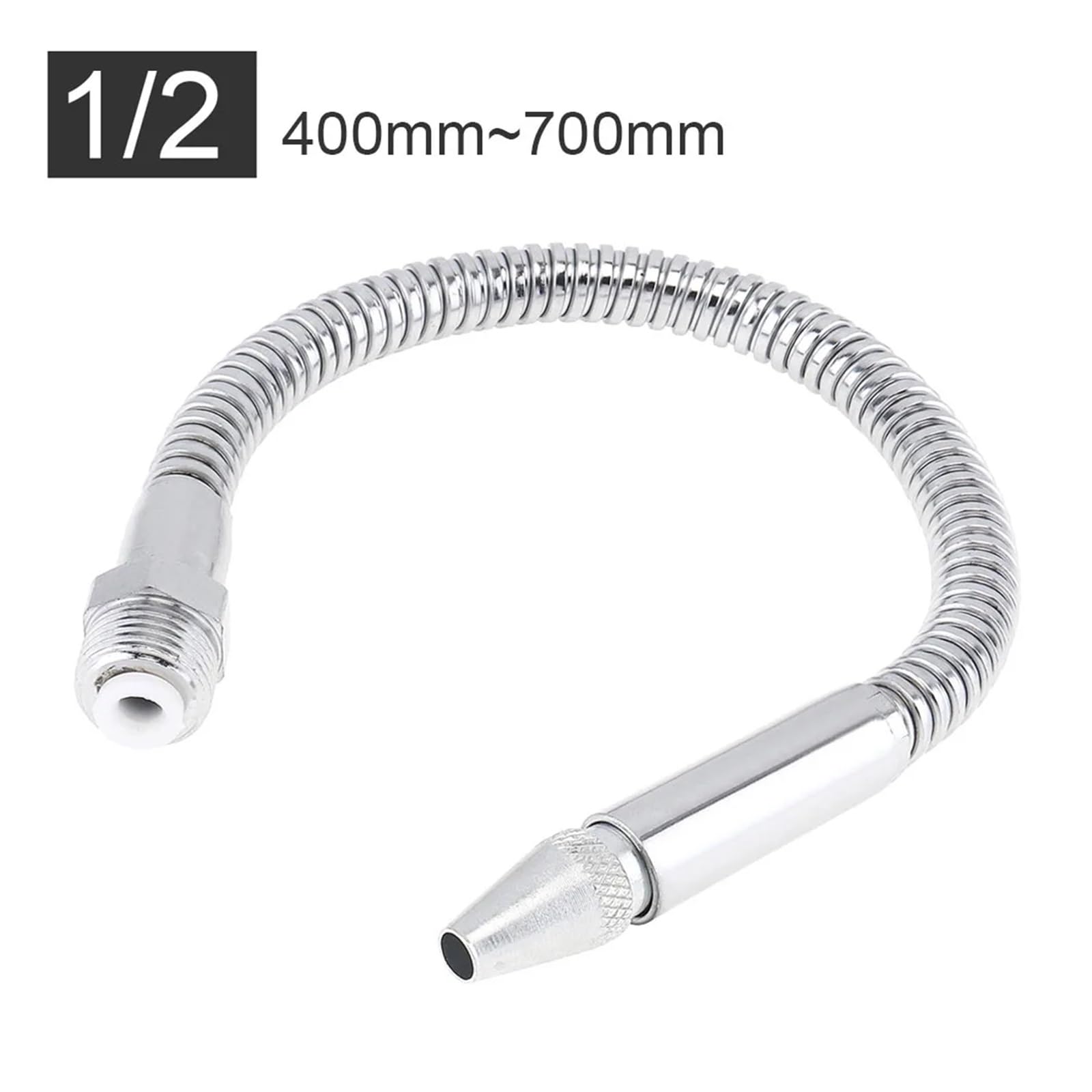 Flexibles Kühlrohr aus Metall, 1/2 3/8 1/4 Zoll flexibles Kühlrohr aus Metall for Wasser und Öl, 400–700 mm, mit Rundkopfdüse for CNC-Maschinen/Fräsen/Drehmaschinen(Outer Thread 3/8,500mm)