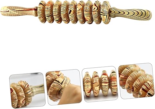 Miniatura 5 de POPETPOP Rodillo masajeador abdominal de mano de nueve ruedas de madera, herramienta de alivio muscular multifunción para terapia corporal, masaje