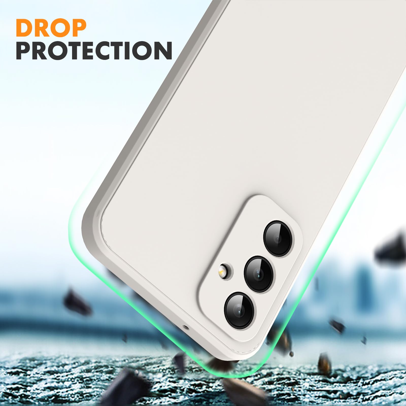 Byvuwiay Cover per Samsung Galaxy A25 5G con 2 Vetro Temperato Pellicola Protettiva, Custodia in TPU Ultra Sottile Antiurto Anti-Scratch Case, Bianco