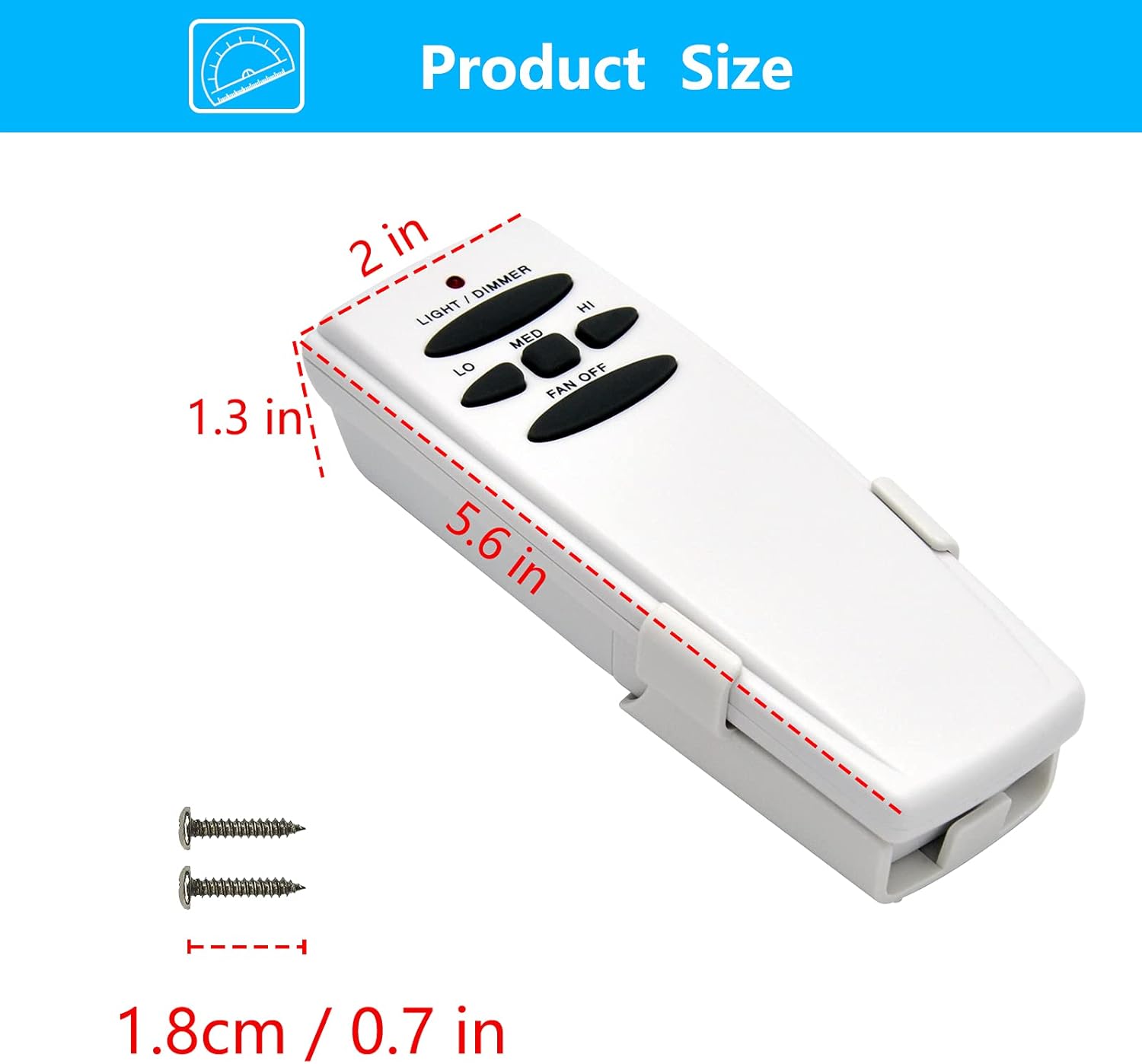 Product Dimensions of CENMING FAN-HD Remote