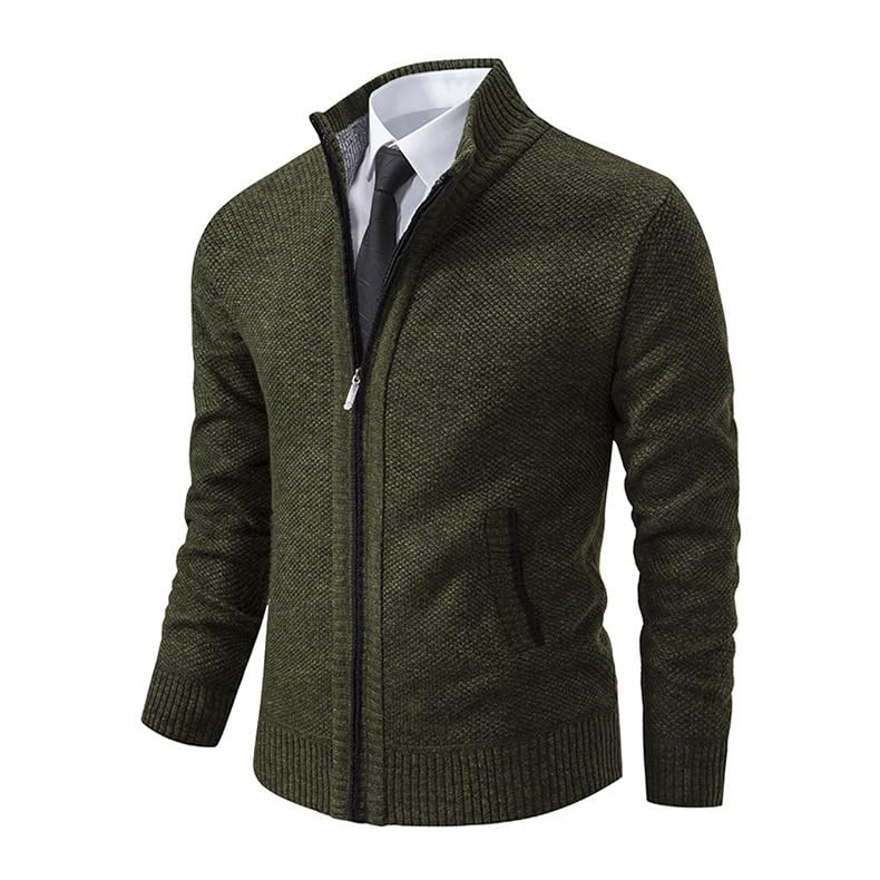 Men Casual Cardigan Autumn Warm Jacket Fashion Standing Collar Sweater Knitwear Slim Trendy Stand Collar Sweaters