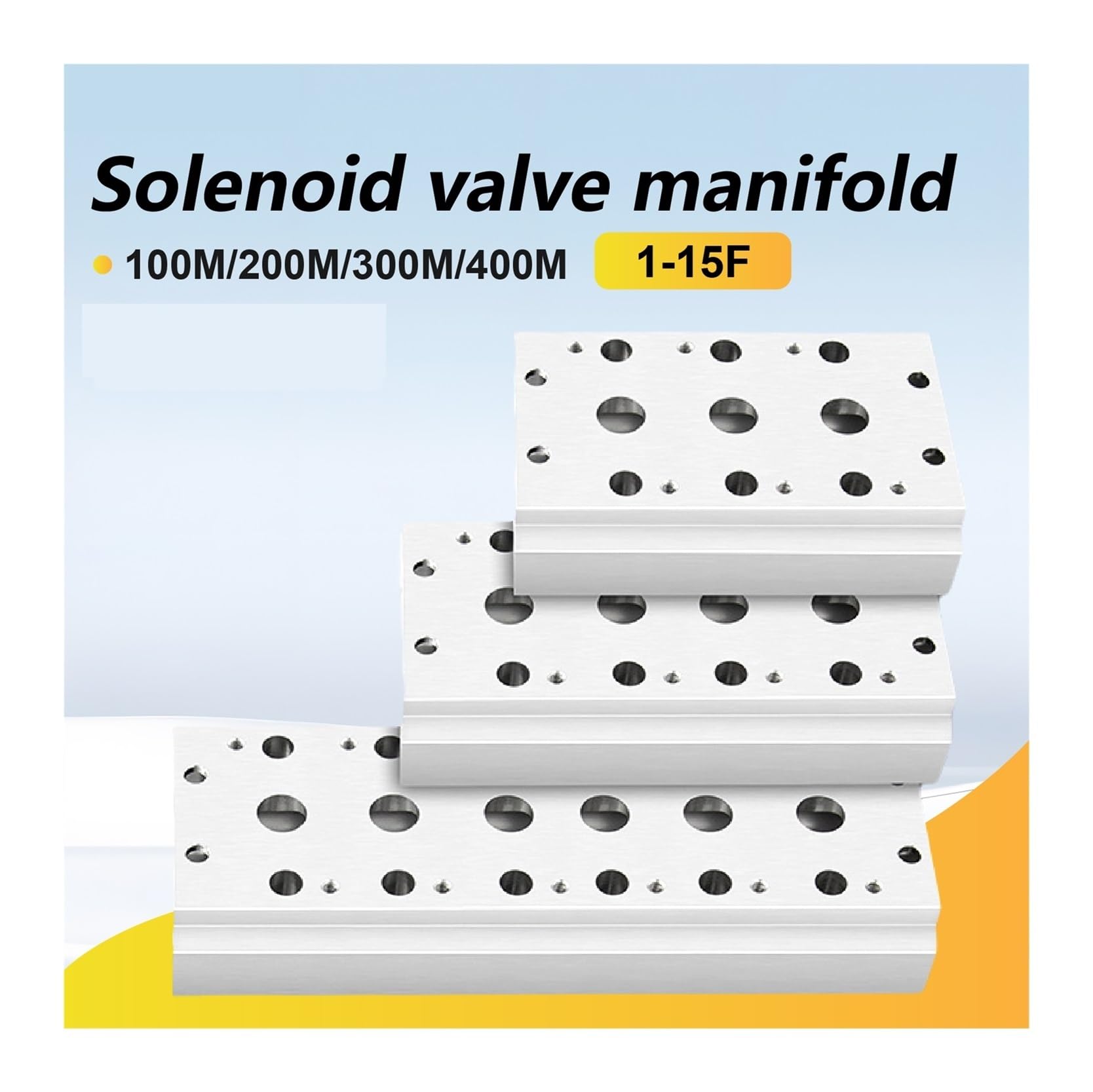 Base de válvula solenoide Bloque colector de electroválvulas de aluminio serie 4V, 4V110, 4V210, 4V310 y 4V410, base neumática multiestación 300M y 400M(14F,100M)