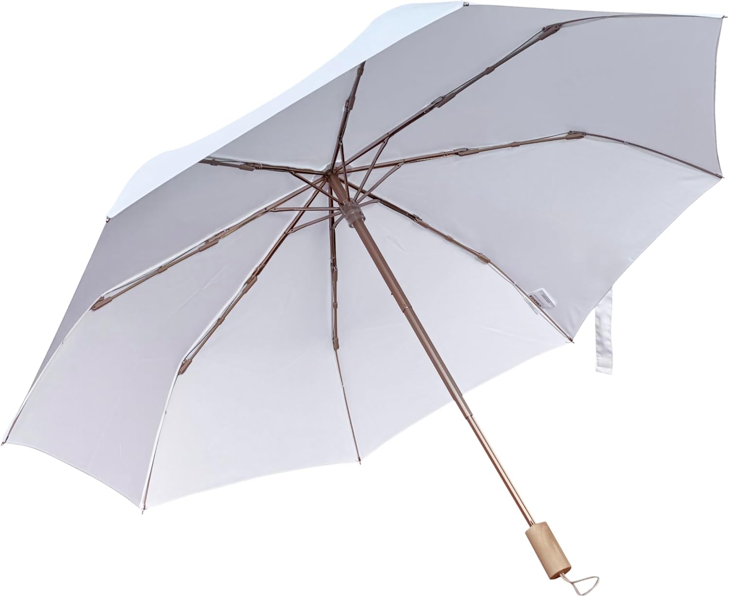 White Wedding Umbrella, Foldable, Waterproof, Windproof, Golden Color Shaft, Frame, Pongee Fabric, Aluminum Shaft, Frame, Fiberglass Ribs, Wooden Handle, Super Light, Compact Size