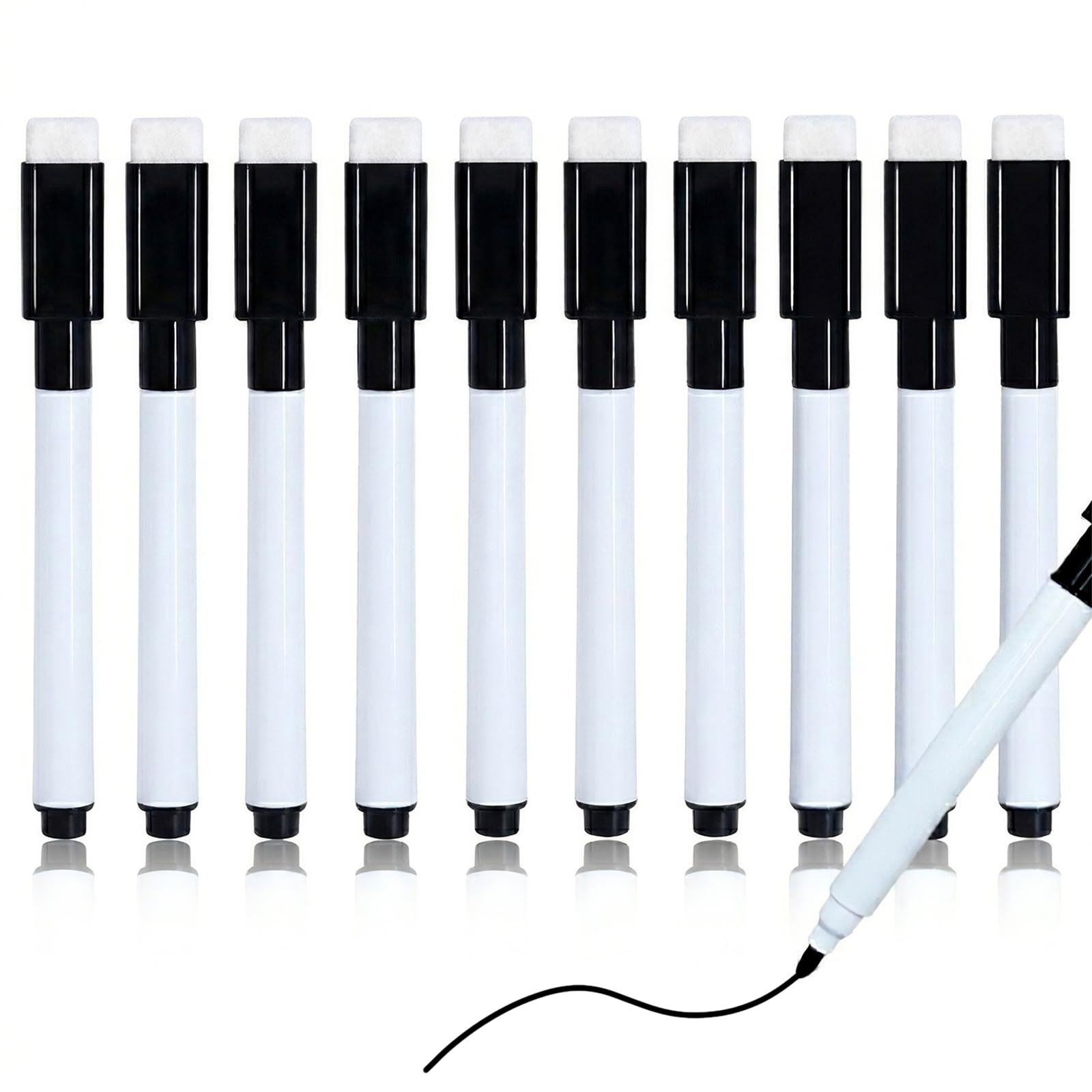 Rotuladores Pizarra Blanca 10 Pcs, Marcadores Magicos con borrador pizarra blanca,Bolígrafo Negro Magneticos Rotulador Pizarra Para Hogar Escuela u Oficina(11.3 * 1cm)