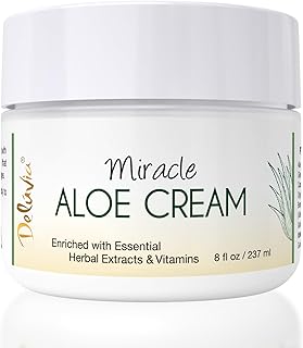 Deluvia Miracle Aloe Cream | Face & Body Moisturizer with Vitamin E & Organic Aloe Vera | Hydrating, Soothing for Dry Skin, Anti-Wrinkle, Acne Scars, Rosacea, Psoriasis, Eczema - 8 oz