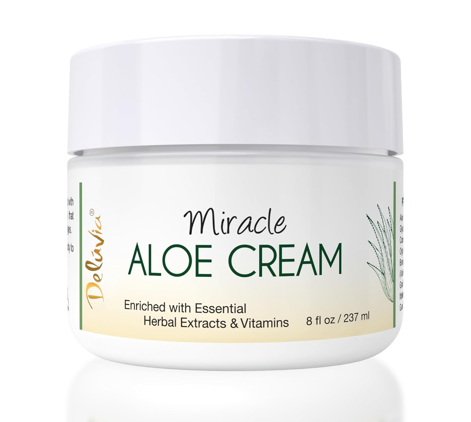 Deluvia Miracle Aloe Cream | Face & Body Moisturizer with Vitamin E & Organic Aloe Vera | Hydrating, Soothing for Dry Skin, Anti-Wrinkle, Acne Scars, Rosacea, Psoriasis, Eczema - 8 oz