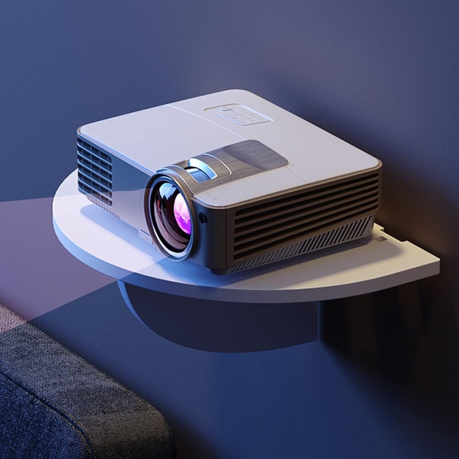 UNNS Projector Mount Projector Wall Mounting Frame Projector Bedside Frame No Need to Perforate White Mount for Home and Office Projector Adjustable Stand (Color : White)