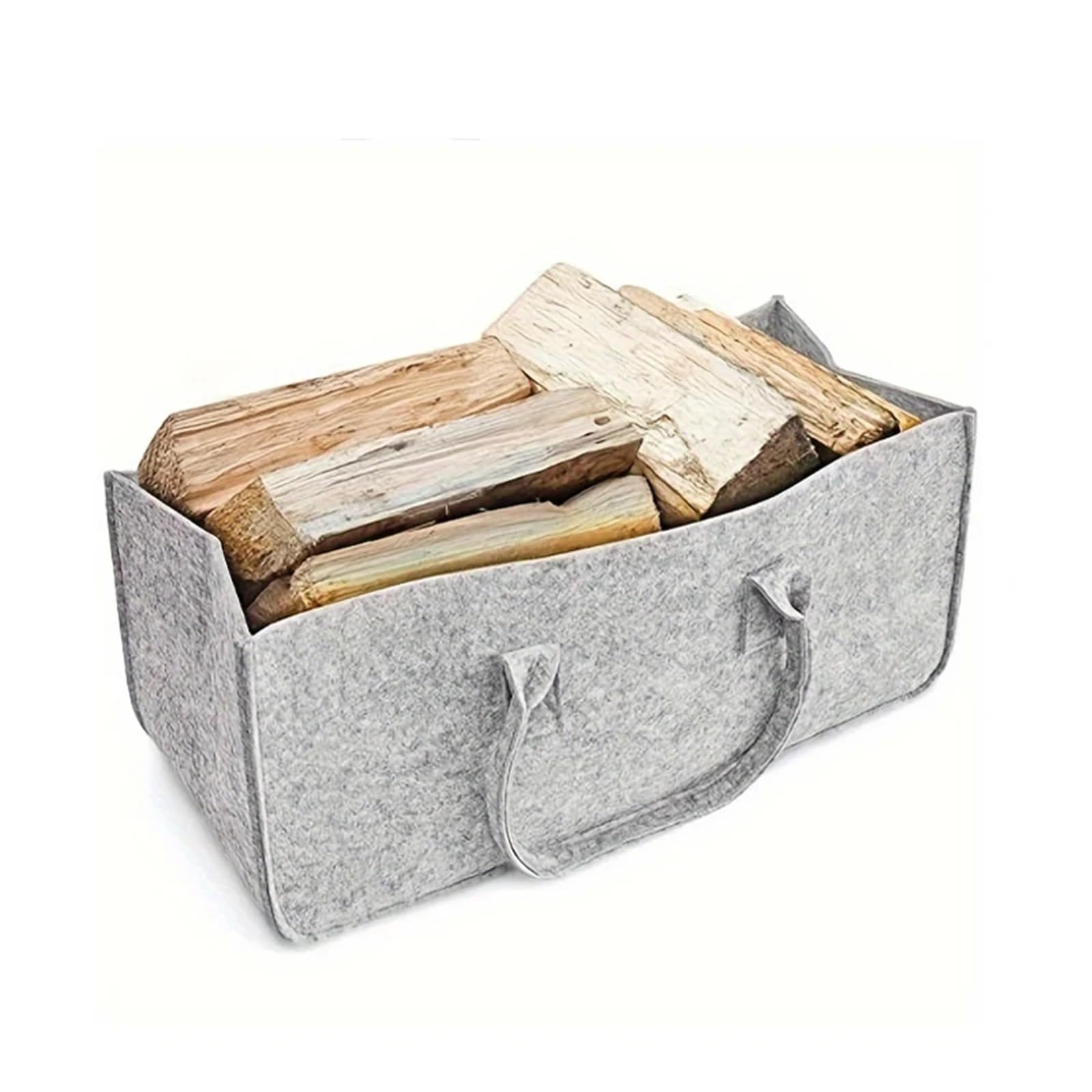 Felt Firewood Handbag Carrier Log Tote Bag Fireplace Holders Woodpile Fire Wood Carrying Storage Organizer For Wood(White)