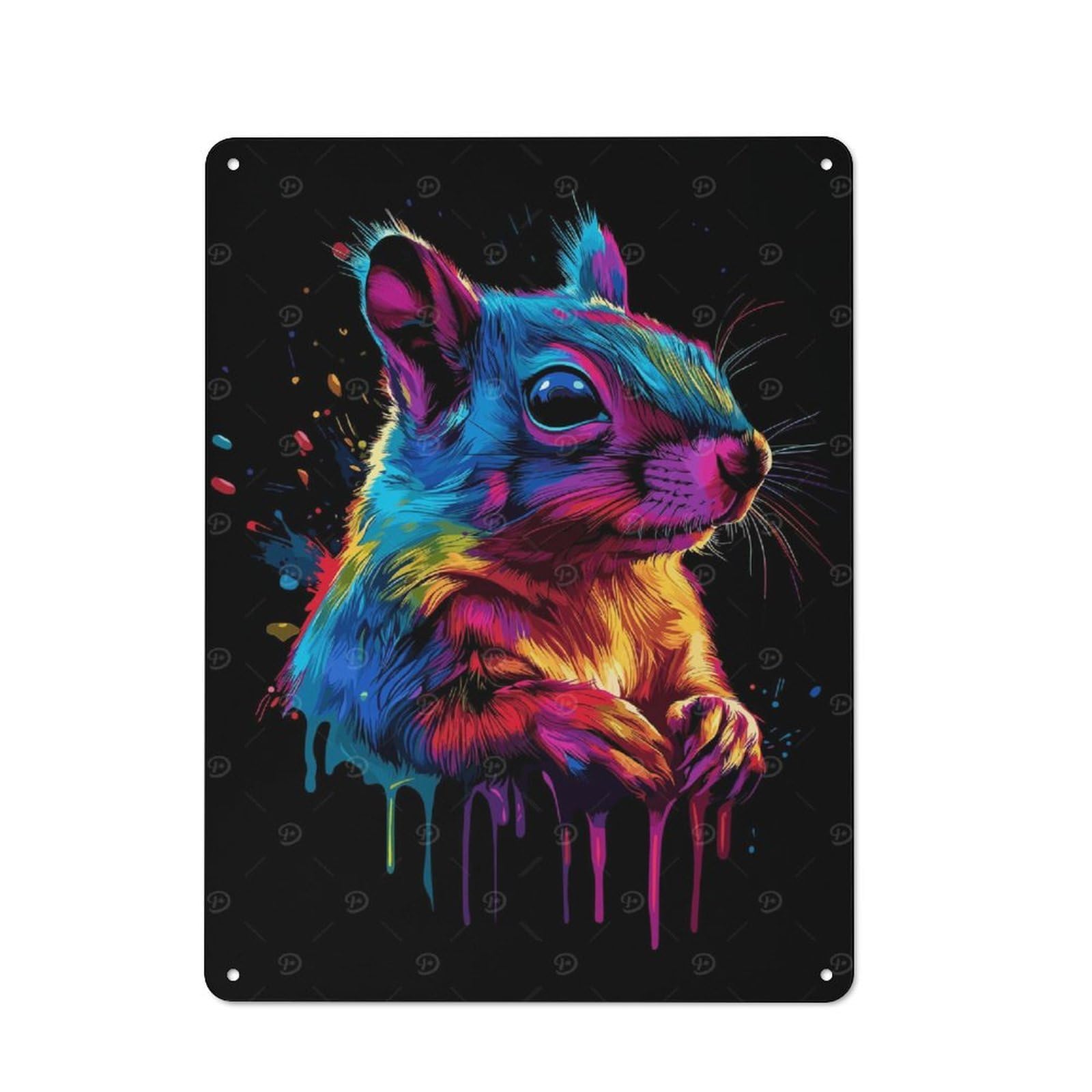 Vintage Tin Sign with Colorful Squirrel Art Design 40x30cm, Nostalgic Nostalgic Wall Art for Living Room, Hallway, Kitchen Or Cafe