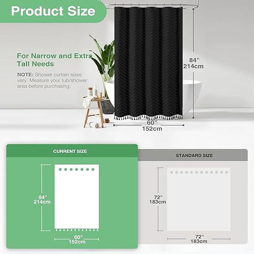 Vista 185 de Dynamene - Cortina de ducha, bohemia y rústica con rayas con chebrón en relieve, cortina texturizada para decoración de baño, juego de cortina A.