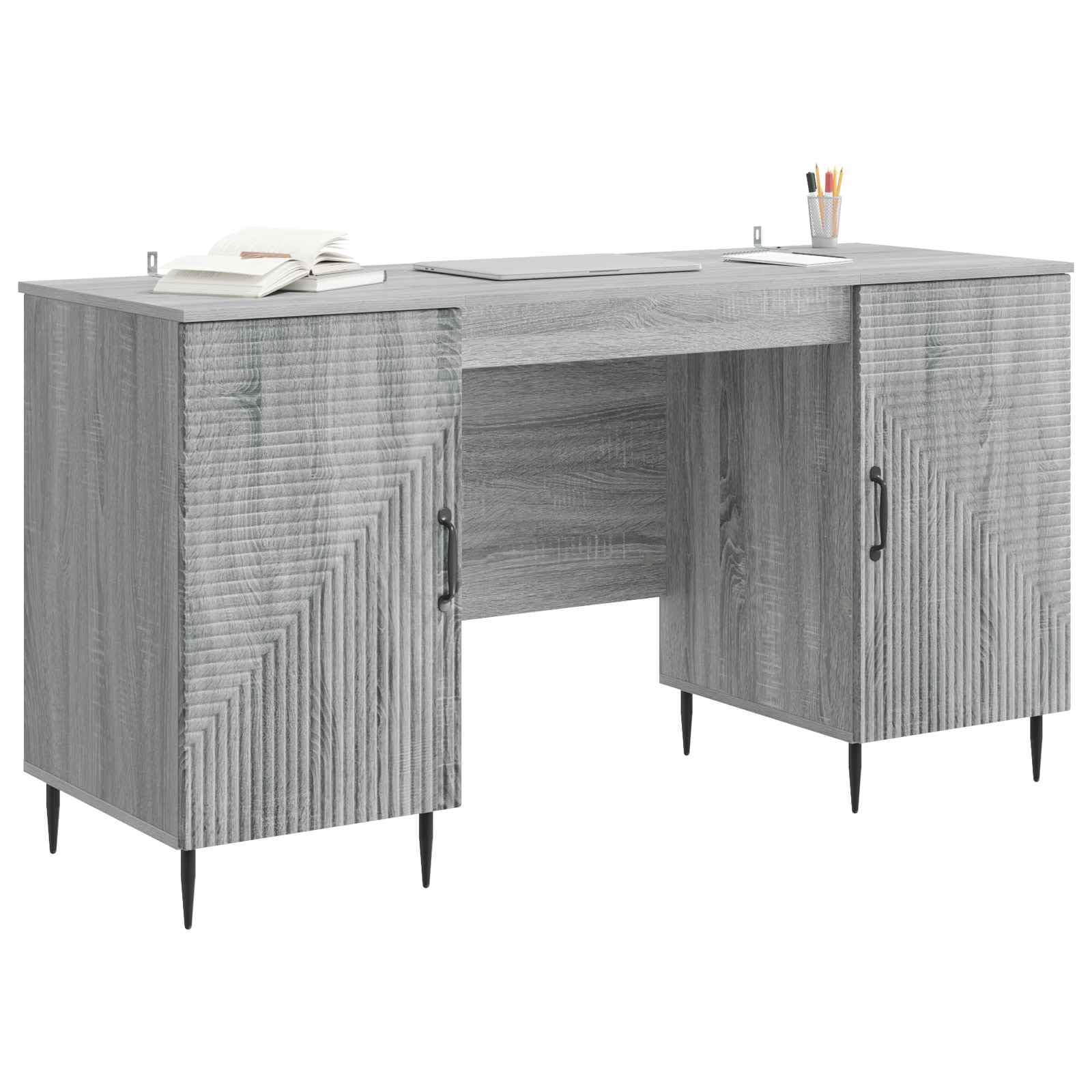 Biurko Sonoma szare 142,5 x 50 x 75 cm drewno inżynieryjne
