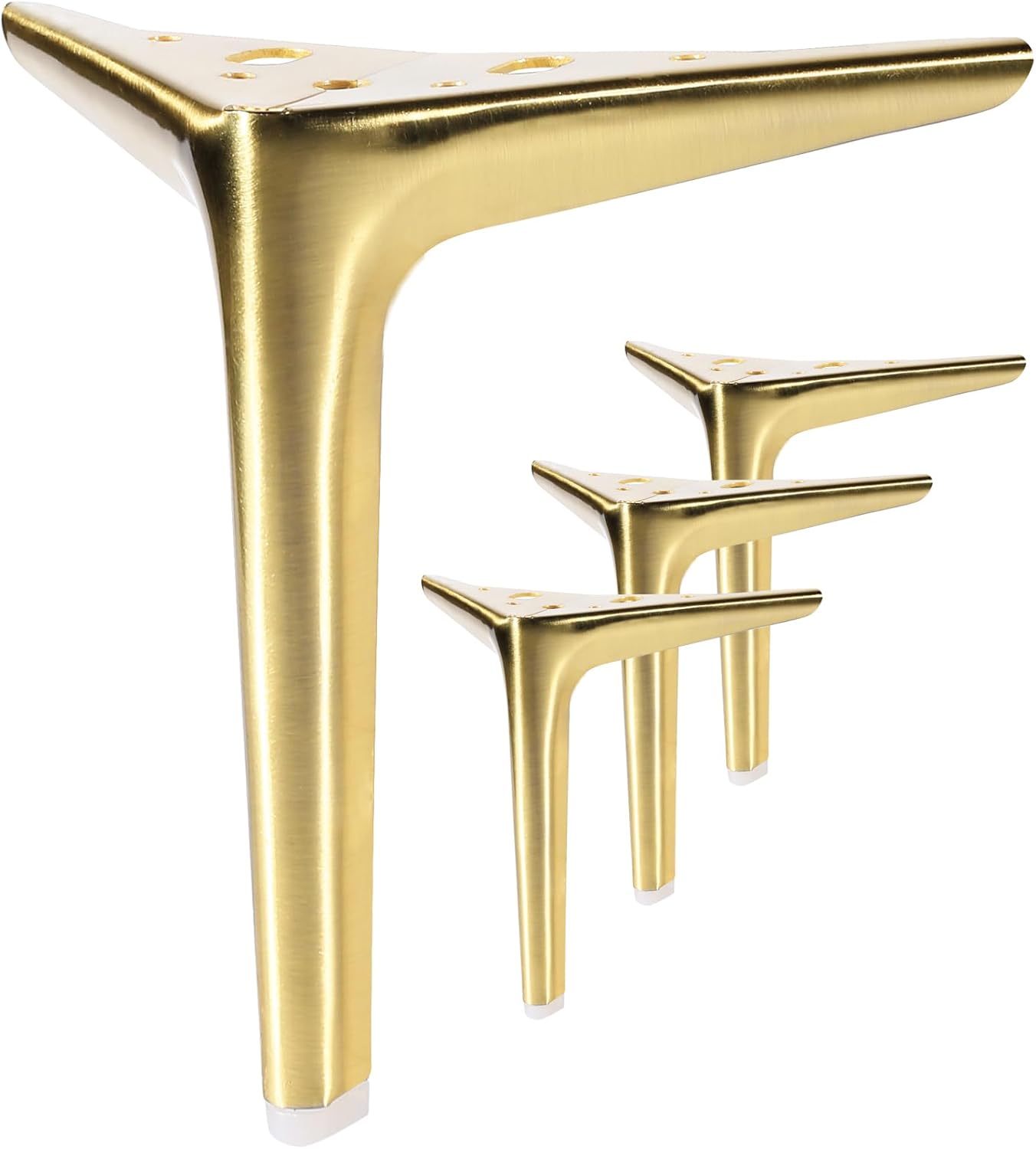 9.8 Inch Brushed Gold Furniture Legs, Metal Legs for Furniture Set of 4,DIY Replacement for Sofa Legs, Cabinet Legs, Couch Legs, Ottoman Legs, Table Legs and Dresser Legs (Gold, 9.8 inch)