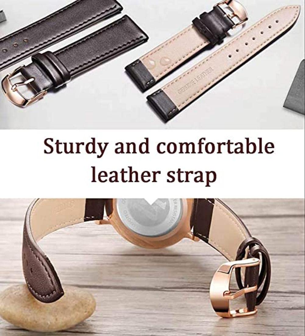 OLEVS Ladies Quartz Watch Minimalist Casual Ultra-Thin Design & Leather Strap & Waterproof & Date Elegant Watch