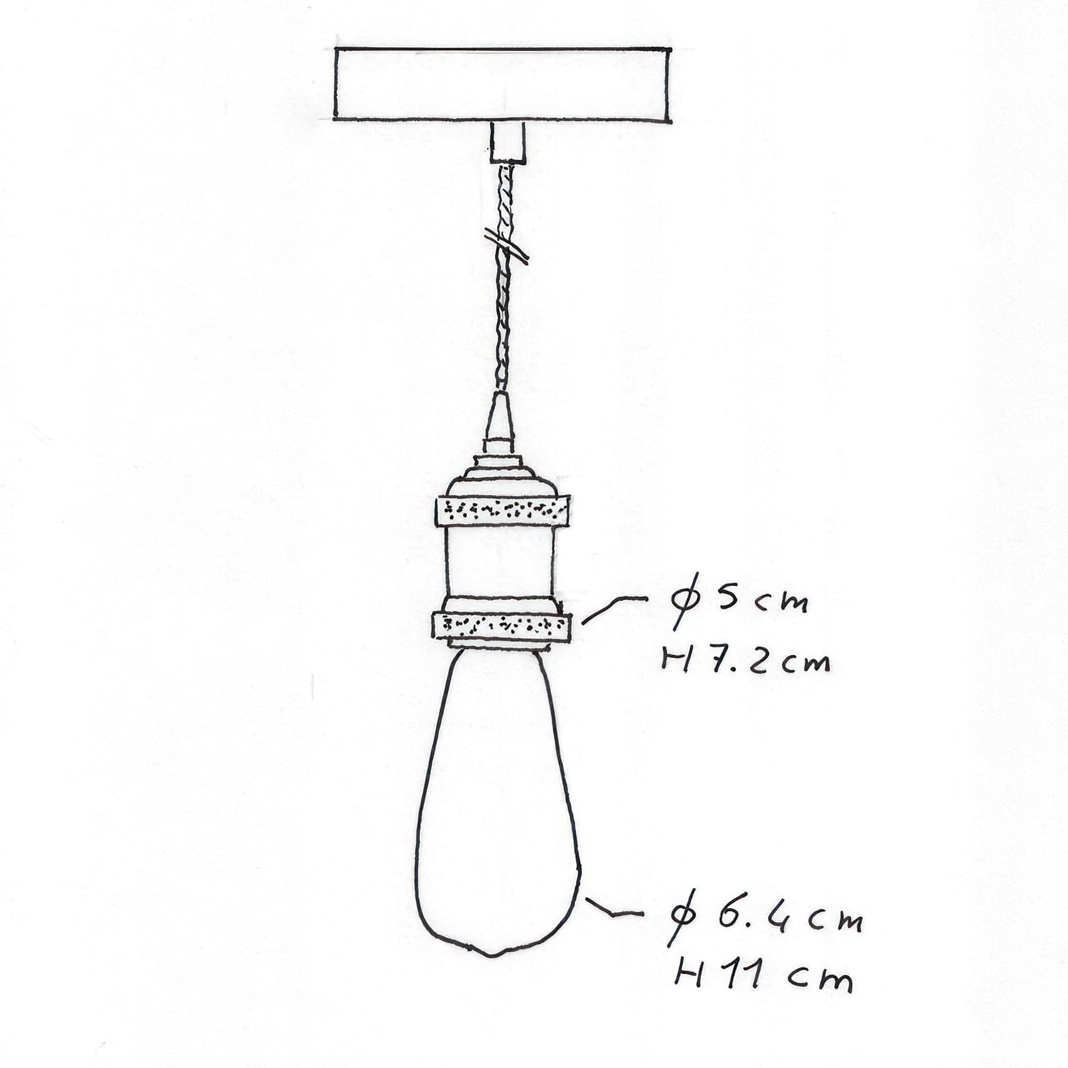 creative cables - Lampada a sospensione Made in Italy completa di cavo tessile trecciato e portalampada in alluminio - Con lampadina, Nero perla