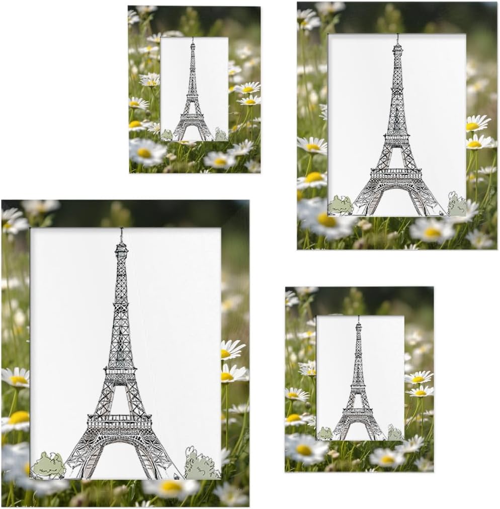 Rustic Small Daisy 8x10 Picture Frame for Tabletop and Wall Display, Daisy Floral 8x10 Wooden Photo Frame Collage for Home Gallery Decor