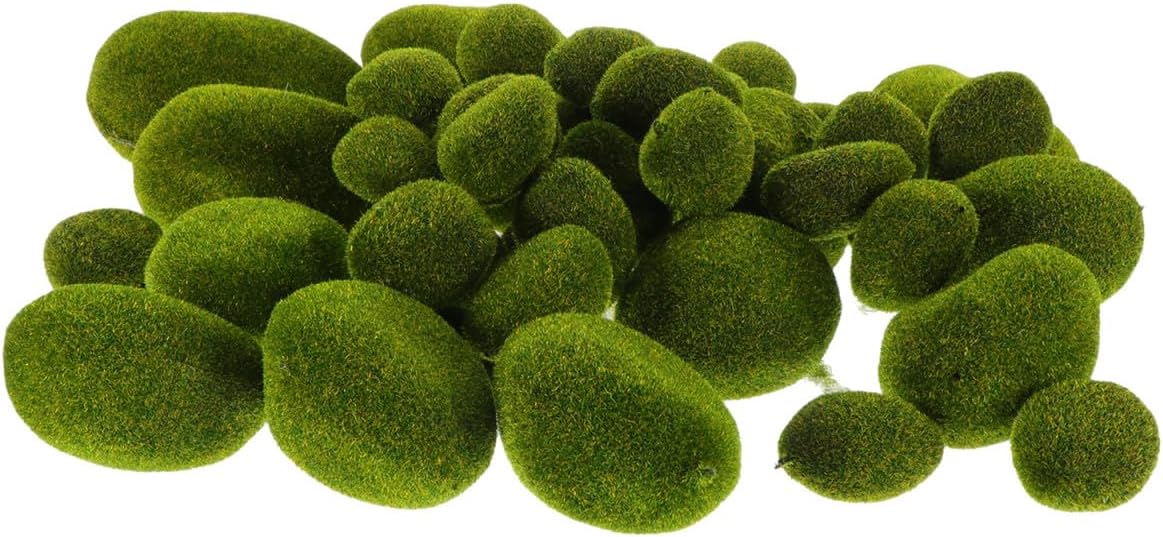 Cabilock 43pcs Artificial Moss Stone Decor Imitation Greenery Stones for Bonsai and Landscape for Floral Arrangements Crafting and Home Decoration