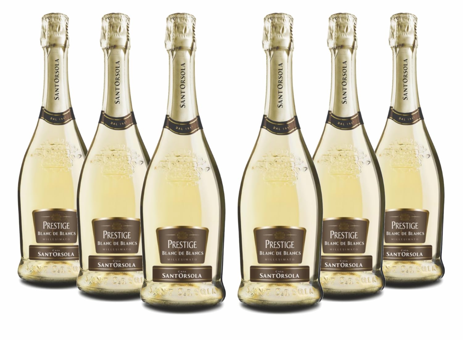 Sant'Orsola - Vino Cuvèe Prestige Blanc de Blancs Extra Dry 11%, da Prestigiosa Uva Bianca Italiana, Gusto Secco con Note Fruttate, 6x750 ml