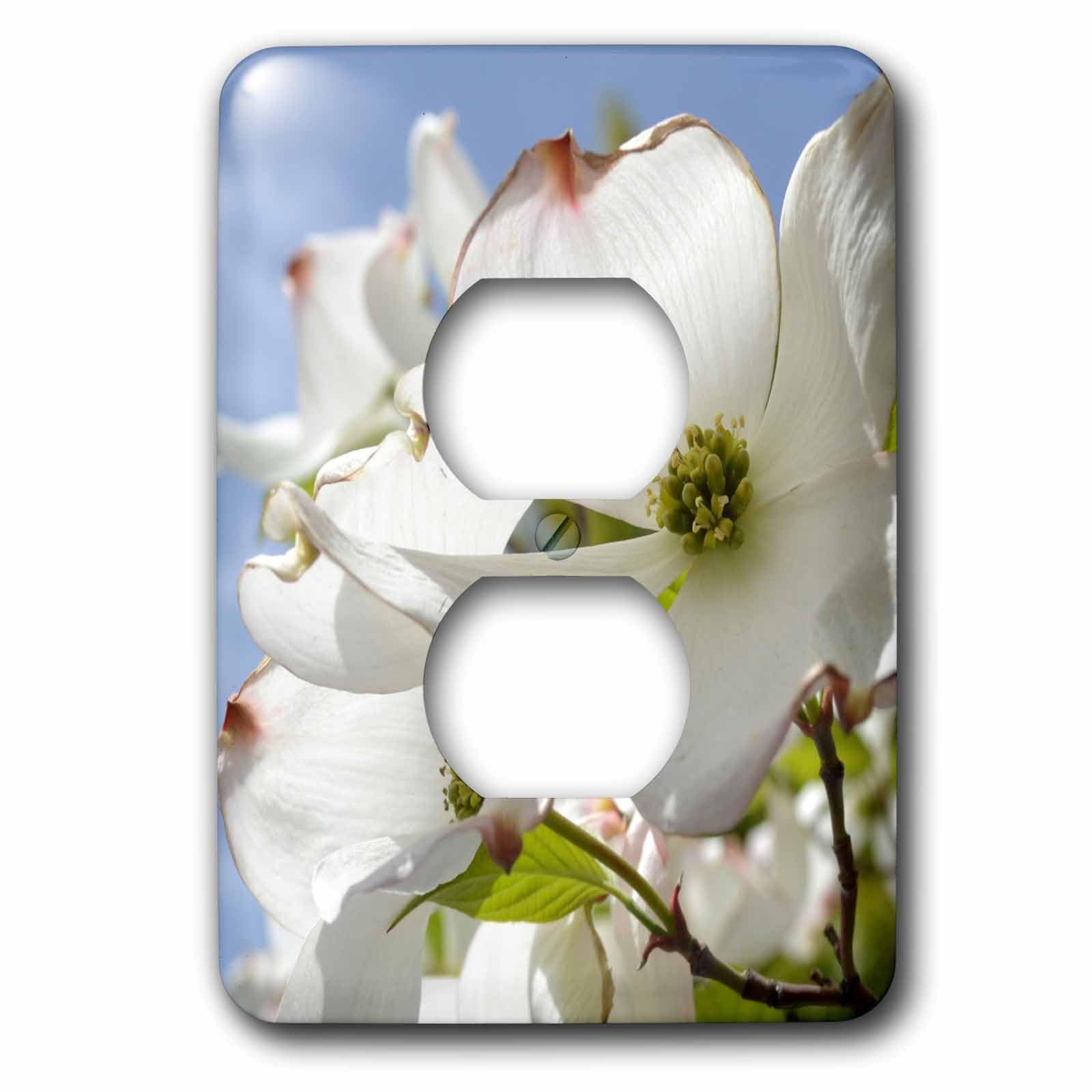 Cornouiller Fleurs III double prise murale décorative 3dRose lsp_22959_6