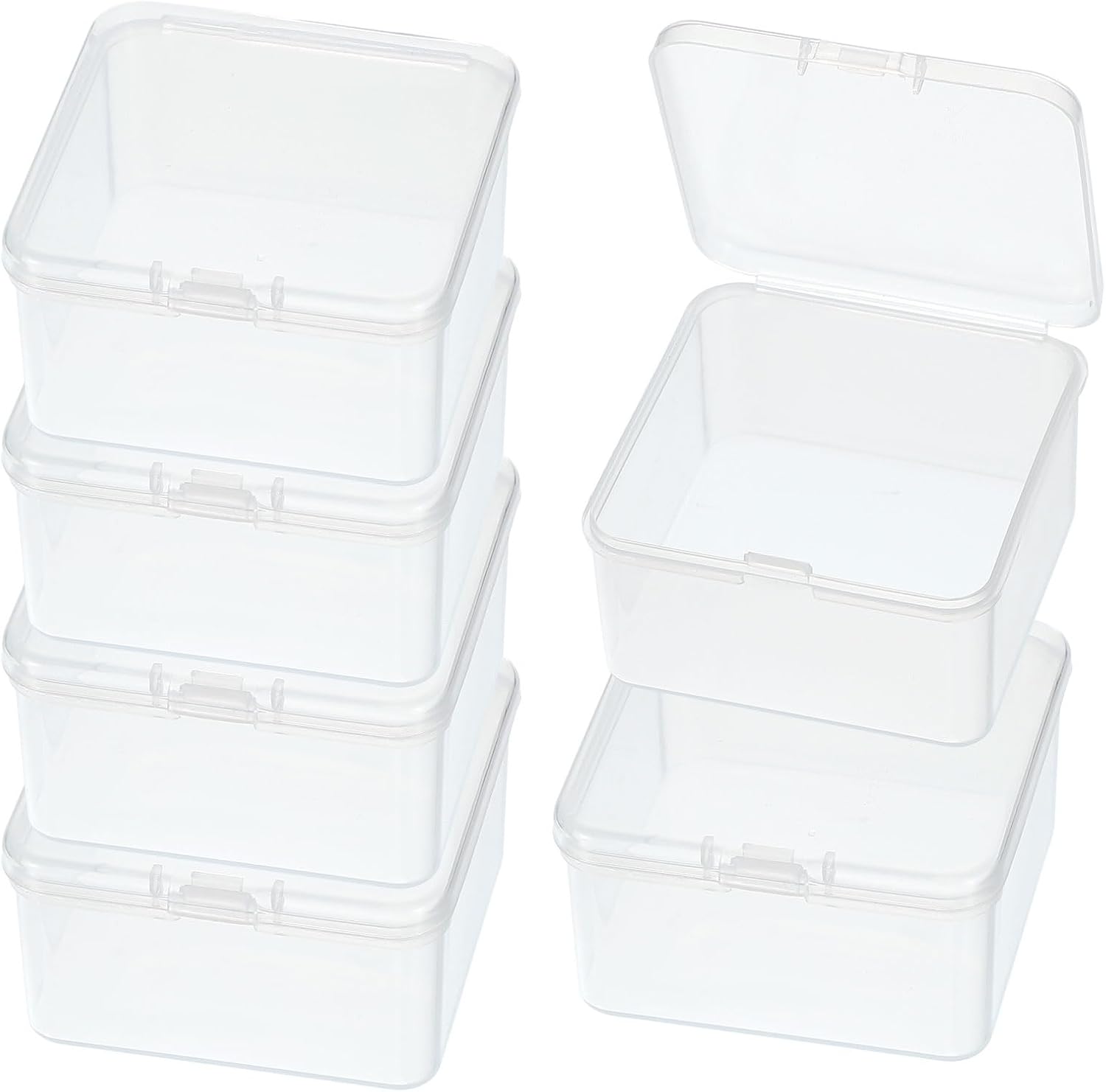 PATIKIL 3.7x3.7x1.4 Inch Nail Charm Organizer, 6 Pcs Craft Organizers and Storage Box Grids Clear Plastic Organizer Box Bead Organizer Art Crafts Jewelry Fishing Tools, Transparent