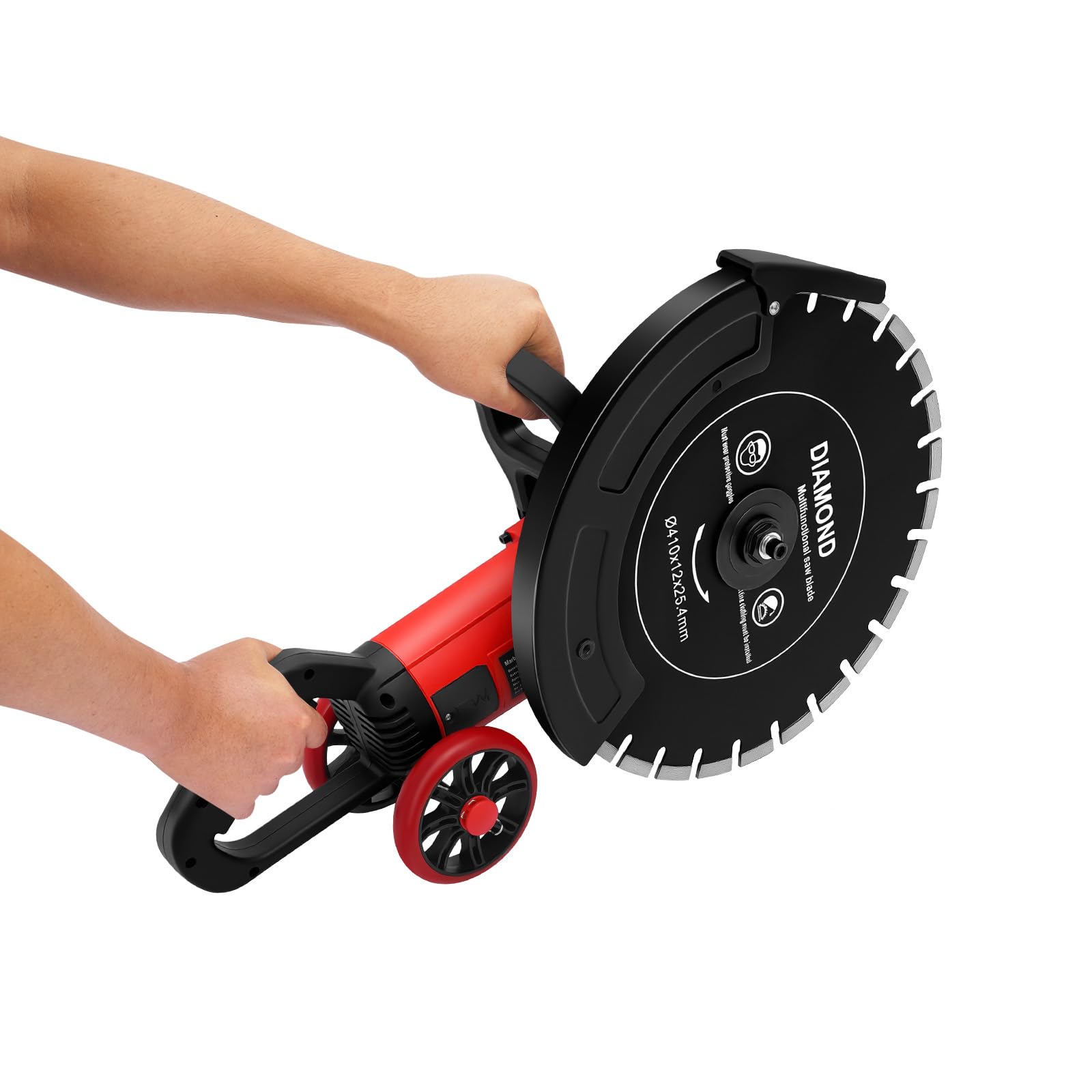 MINRS Sega per calcestruzzo Elettrico 5800W Sega per pietra 410 mm Diametro della lama 3000r/min Sega per pietra a umido/secco per materiali come acciaio, marmo, granito, cemento, legno