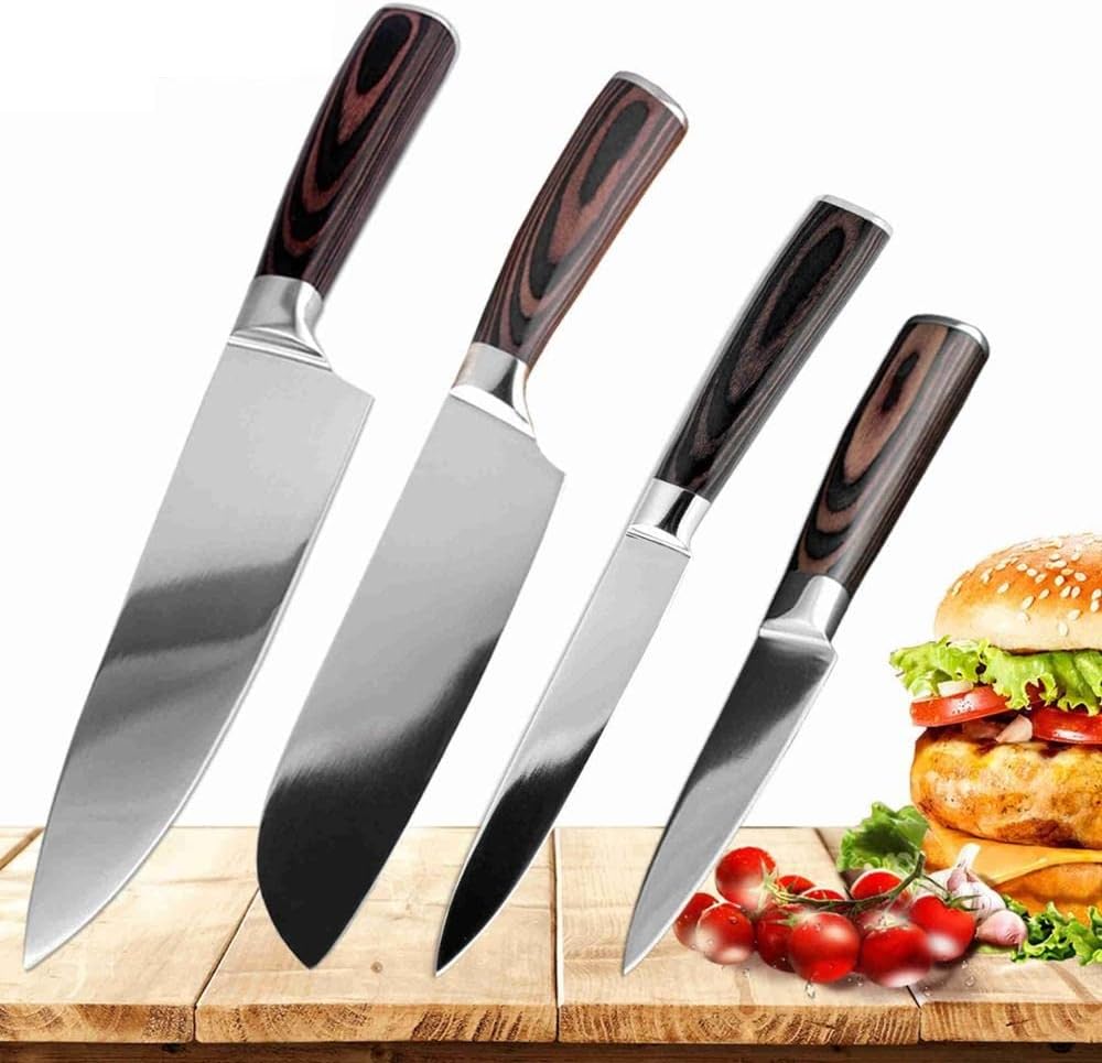 Set Cuchillos Cocina 4 Piezas Acero Inoxidable