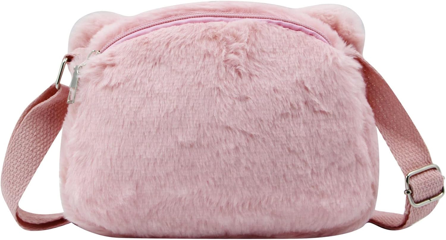 Cute Cat Crossbody Purse Pink Small Fluffy Satchel Shoulder Bag Animal Plush Messenger Bag Kawaii Purse for Women - Image 5