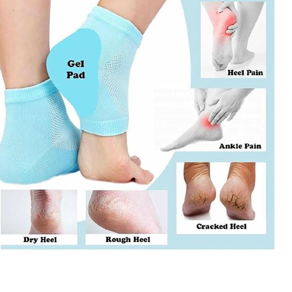 Falshruti Spa Gel Socks Cotton Gel Heel Socks, Half Gel Cotton Heel Protector for Cracked, Dry Skin, and Heel Pain Relief, Soft, Breathable, and Comfortable (Spa Gel Half Socks, 1 Pair) 3