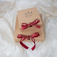 Vista 3 de Cinta de feliz cumpleaños, 1 rollo de cintas de satén rojo de 5/8 pulgadas de ancho con cinta de regalo impresa dorada para envolver regalos