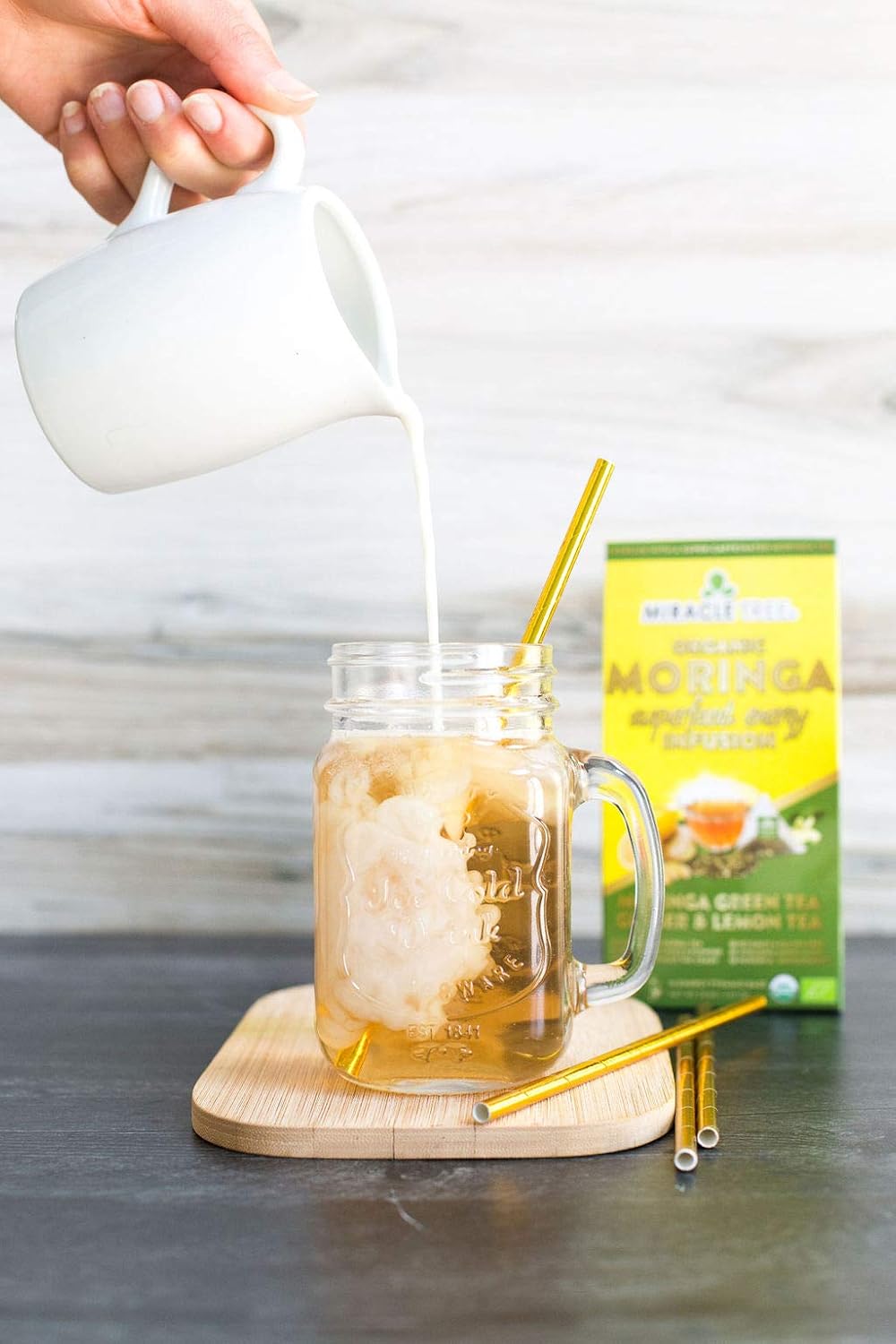 Miracle Tree's Moringa Energy Tea - Green Tea, Ginger & Lemon | Super Caffeinated Blend | Healthy Coffee Alternative, Perfect for Focus | Organic Certified & Non-GMO | 3 X 16 Pyramid Sachets