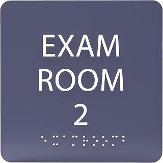 6" X6" Exam Room 2 Sign - ADA Compliant Tactile Graphics Grade 2 Braille Text Acrylic Wall Signs - Educational Institution Directional Assistance Test Center Door Sign for Schools