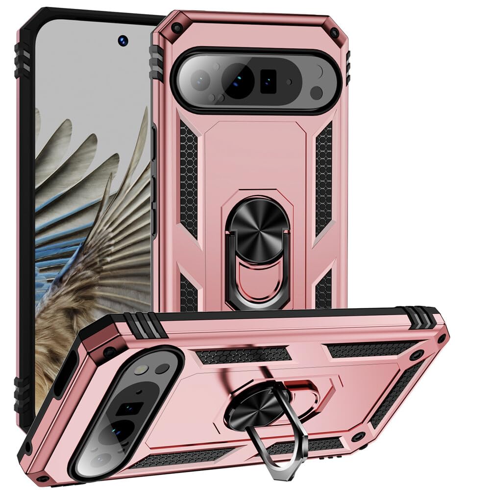 Coque magnétique Pixel 6 Pro silicone rigide antichoc or rose - 8