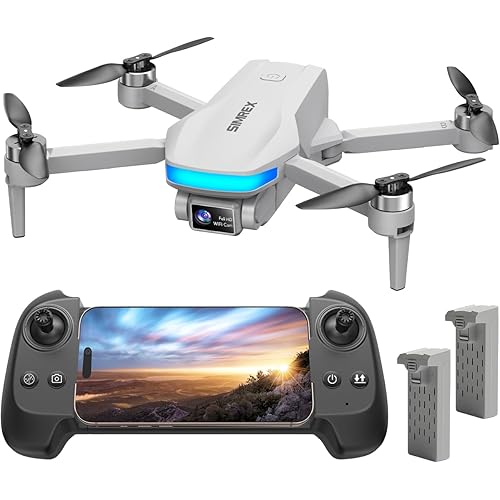 SIMREX Brushless Motor FPV Drone with 4K Camera for Adults, Foldable RC Quadcopter with Optical Flow & Altitude Hold, WiFi Live Video, Gesture/Voice Control, Trajectory Flight (Gray)