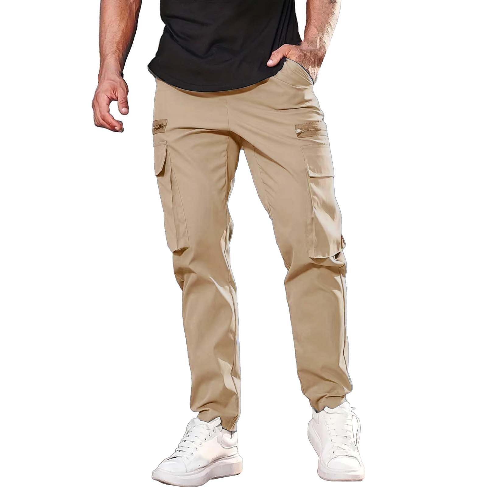 2025 Mens Lightweight Polyester Cargo Pants: Elastic Waist Beach Trousers