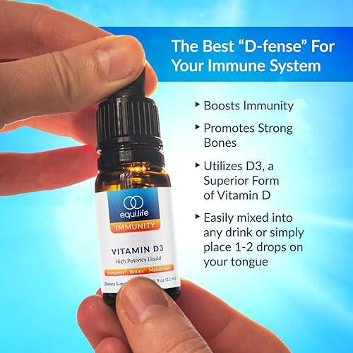 Miniatura 3 de Equilife Gotas líquidas de vitamina D3, líquido de vitamina D de alta potencia con grasas saludables para una fácil digestión, apoya la función