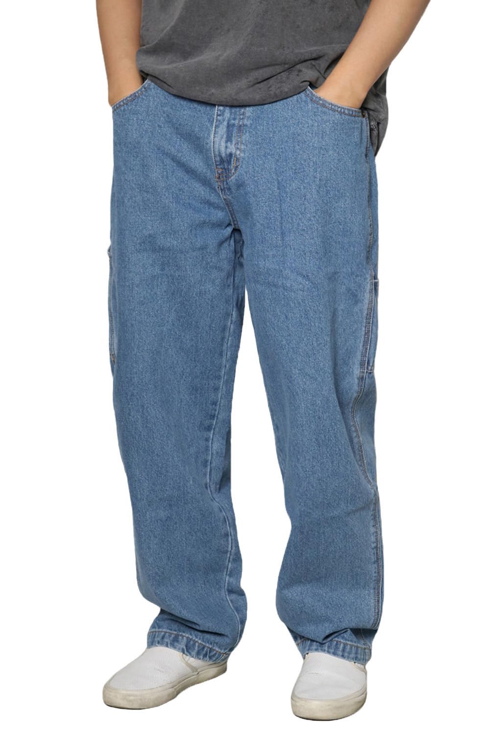 URBANJ Men's Wide Leg Baggy Jeans Y2K Loose Fit Cargo Denim Pants Carpenter Jeans