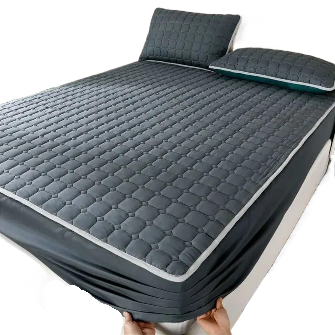 Coprimaterasso Elastico Trapuntato Spesso Coprimaterasso Traspirante Morbido Coprimaterasso Antiscivolo Impermeabile, Senza federe per La Protezione del Materasso(Color F,200x220x30cm)