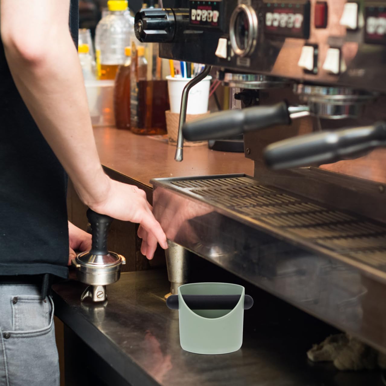 Kaffeesatz Klopfstange Silikonstab Langlebig Praktisch für Kaffeesatzbehälter Espresso Siebträger Zubehör Schwarz Bpa frei Robust und Leicht zu Reinigen