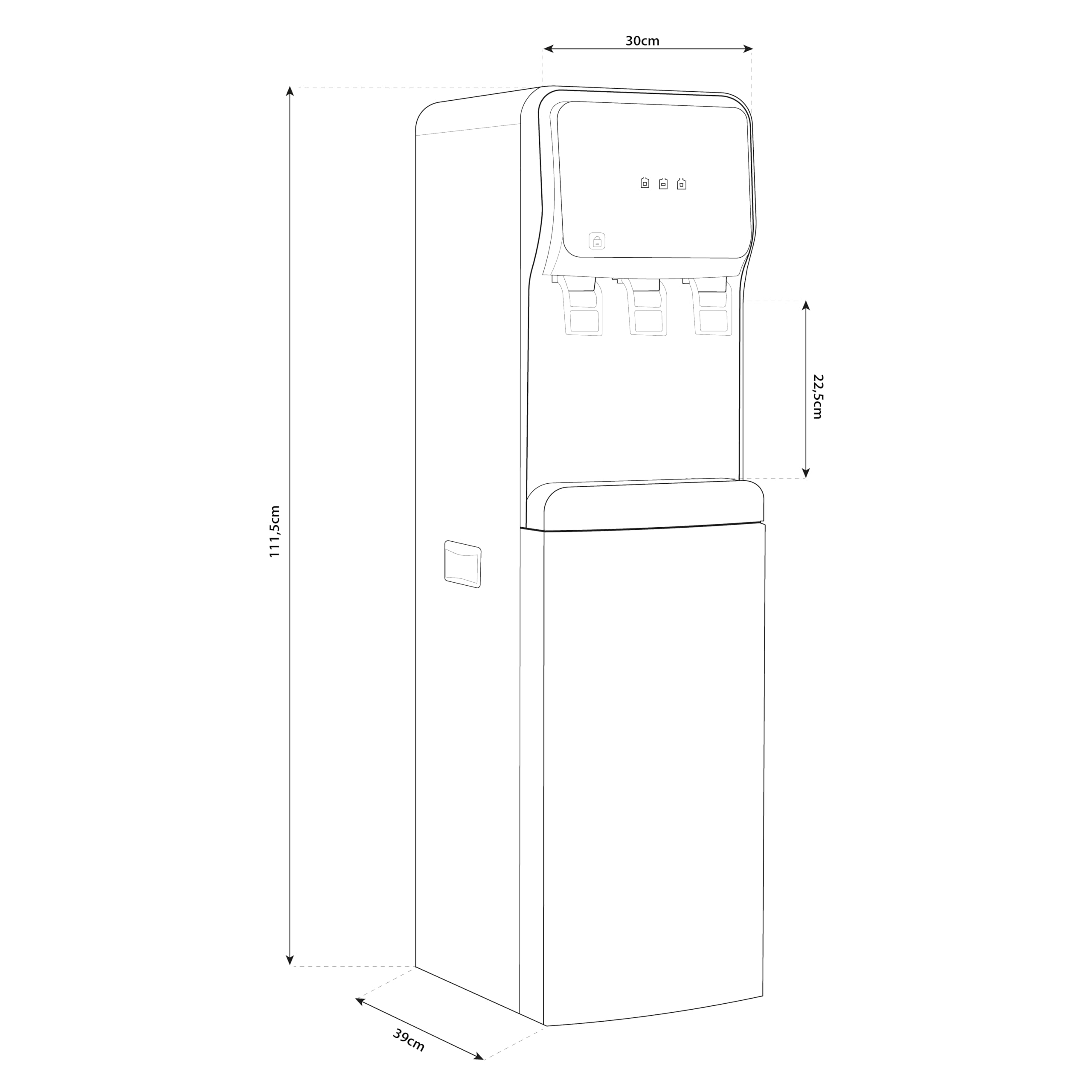 Shurity Cool refrigeratore colonnina 3 vie acqua fredda, calda, ambiente con Osmosi Inversa