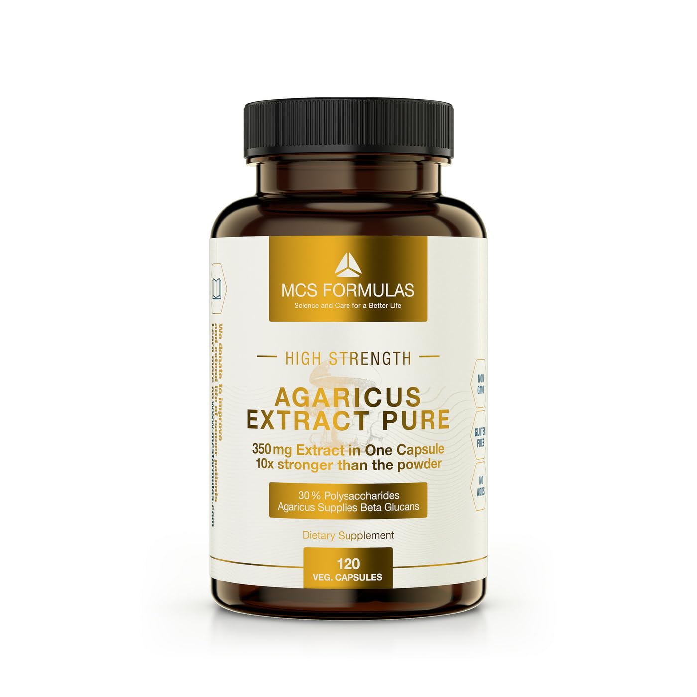 Agaricus Extract, 350mg/Vegan Capsule, Organic Quality & Strength