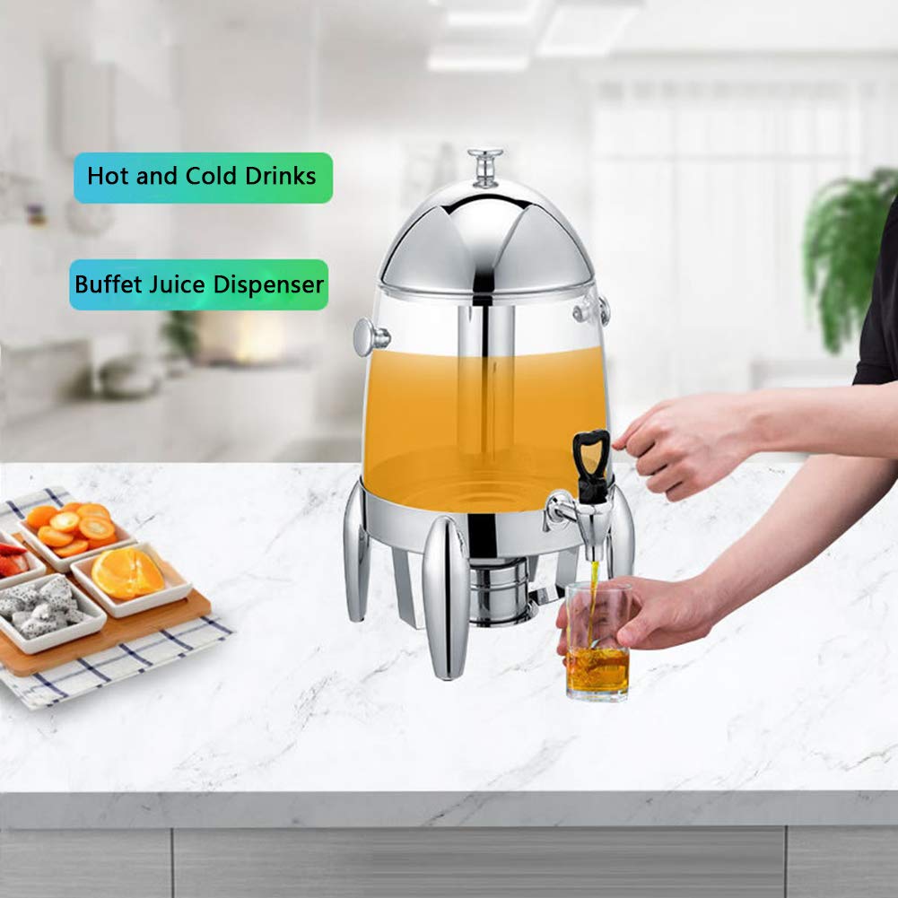 distributore d'Acqua, Dispenser for Bevande Calde e Fredde da 12 Litri con Corpo Contenitore in PC, urna for caffè Chafer in Acciaio Inossidabile Resistente Cilindro for Ghiaccio
