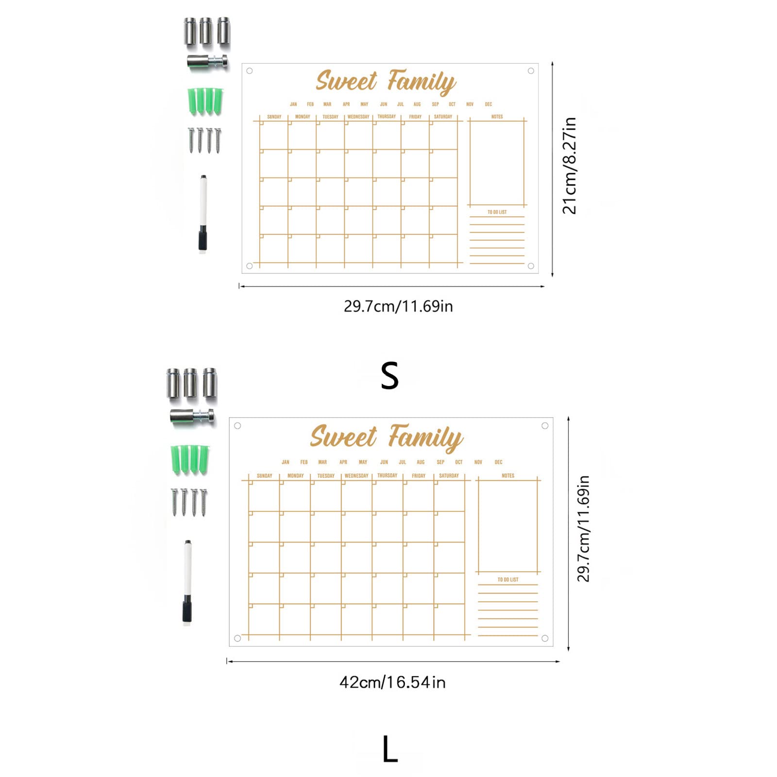 Acryl-Kühlschrankkalender, transparenter Kühlschrankkalender, Wochenplaner, Whiteboard aus Acryl